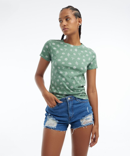 Camiseta Mujer Seven M/c Verde Algodón 28095252-6616