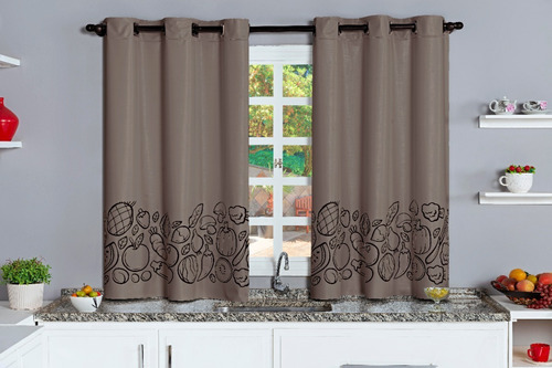 Cortina Blackout Estampada Para Cozinha 2,20x1,30