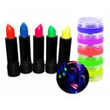 Tinta Facial 5 Cores + 2 Batom Festa Neon Maquiagem Fluor