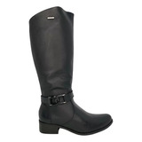 Bota Bottero Couro Montaria Cano Alto Preto/ouro Feminino