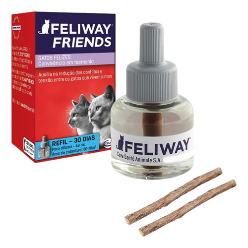 Feliway Friends Refil 48ml + Kit 2 Matatabi Vareta Catnip