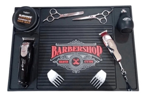 Tapete Térmico Barber Shop Rojo/negro 48x33 Barbero Barbería