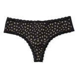 Calcinha Victorias Secret Fio Dental De Renda Shimmer Black