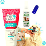 Kit Gel Dental + Spray Bucal + Escova Dedeira Pet Clean