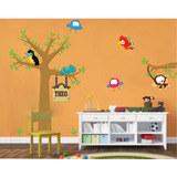 Vinilo Pared Infantiles Animales Selva Arbol Decoración