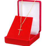 Corrente Masculina Ouro18k Piastrine 70cm Pingente Crucifixo