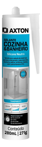 Silicone Neutro Para Cozinha E Banheiro Transparente Tubo 27