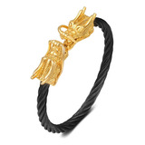 Bracelete Viking Dragão Chinês De Aço Inoxidável Torcido