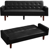 Futon Convertible De Pielsint Color Negro Marca Mikibama 