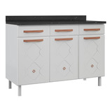 Balcão Gabinete Cozinha Aço Telasul Mirage New C/tampo Cor Branco