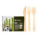 Bamboo G Juego De Utensilios Desechables 100% De Bambú, Paqu