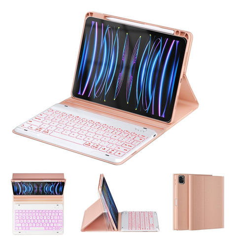 Funda Con Teclado Oyeeice / Para iPad 12.9  / Pink