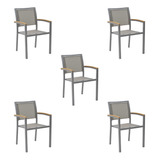 Kit 5 Cadeiras Externas Maragogi Grafite Alumínio
