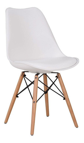 Silla Eames Comedor Moderno Cojin Vintage Madera Jardin Color Del Asiento Blanco Diseño De La Tela Lisa