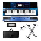 Kit Teclado Arranjador Casio Mz-x500 61 Teclas Azul