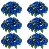 Flores Artificiales De Rosas, Azul Real Pack 6u.