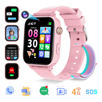 Reloj Inteligente Niño 4g,reloj Inteligente Para Niños Y Niñas Con Cámara Y 23 Juegos,gps,teléfono,videollamada,chat De Voz,modo Escuela,wifi,sos,cámara,calculadora,despertador Y Podómetro Color Rosa | Meses sin interés
