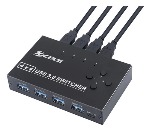 Kceve Usb 3.0 Switcher Km Switch Selector Para 4 Ordenadores