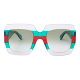 Anteojos De Sol Gucci Gg0178s Con Marco De Acetato Color Multicolor, Lente Verde Degradada, Varilla Verde De Acetato