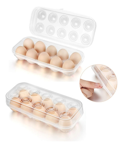 Huevera Plastica Con Tapa Para 10 Huevos Contenedor Apilable