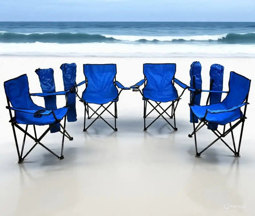 4 Silla Plegable Playa Camping Incluye Funda Y Portavaso