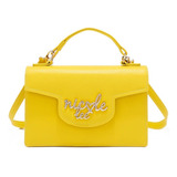 Bolsa Cruzada Nicole Lee Con Placa Y Solapa Ss22 Color Amarillo