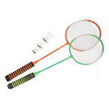 Raquetas X2 Badminton Tenis 2 Gallitos Volantes Junior Niños