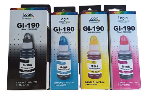 Pack Tintas Alternativa Gi-190 Logic Para Impresora Canon