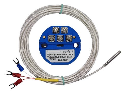 Transmisor Temperatura Rtd Pt100 24vdc 4-20 Ma + Termopar 3m