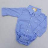 Body Camisa Social Masculina Azul Claro Linda Rn A 12 Meses