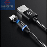 Cable Cargador Rápido 2.4 Amp Tipo Micro Usb  Con Imán Negro