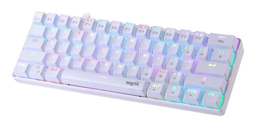 Teclado Gamer Mecánico Rgb Nisuta 61% Blanco Outemu Pc Ps4