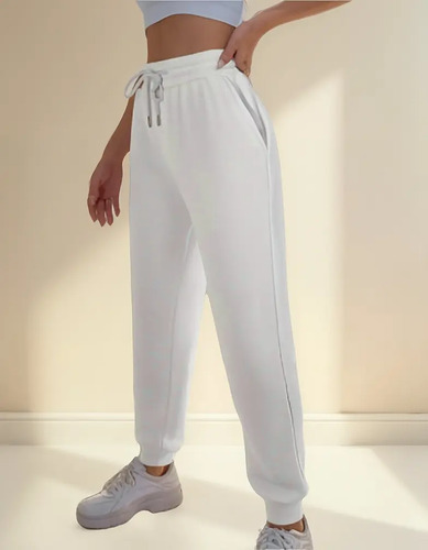 Calça Moletom Feminino Branca Flanelada Ideal Área Da Saúde