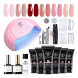 Kit De Iniciación Uñas De Gel Modelones Poligel Lampara Led