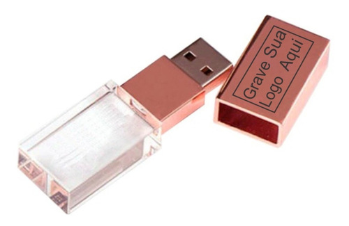 Pendrive Vidro Rose Personalizado 8gb Kit 10 Unidades