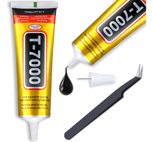 Cridoz - Pegamento Adhesivo Negro T-7000 Para Telefono, 3.7