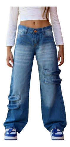 Jeans Nena Niña Wide Leg Tiro Bajo T 10 Al 16