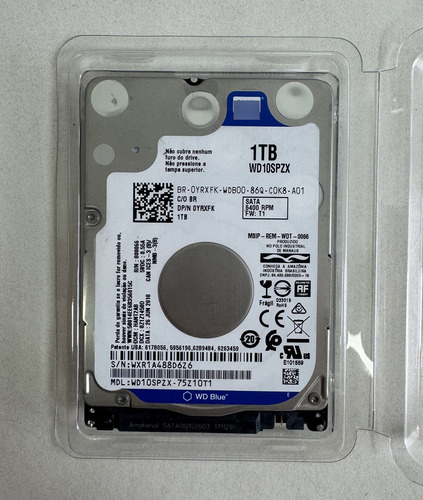 Hd 1tb - Sata - Notebook - Interno Western Digital Wd10spzx 1tb Azul