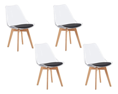 Set X4 Sillas Moblihouse Eames Transparente, Extra Firme