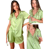 Pijama De Seda Mujer Liso Verano Liviano Fresco Selene