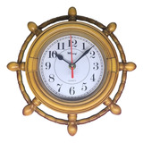 Relógio Parede Redondo Leme Timão 25cm Cor Madeira Rustico Cor Do Fundo Branco
