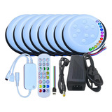 Kit 08 Led Piscina 9w Rgb 8cm Rosca 1/2 + Contr Wifi + Fonte