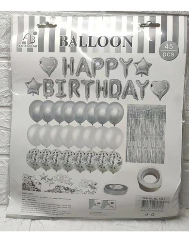 Kit 42 Feliz Aniversário Balão Bexiga Confete Cortina Festa