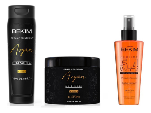 Combo Bekim Argan 4oils Shampoo +mascara +protector Térmico