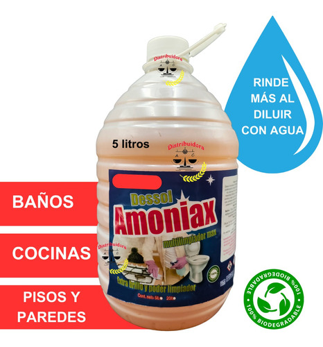 Limpiador Desinfectante Multiusos Amoniax Concentrado 5 L.