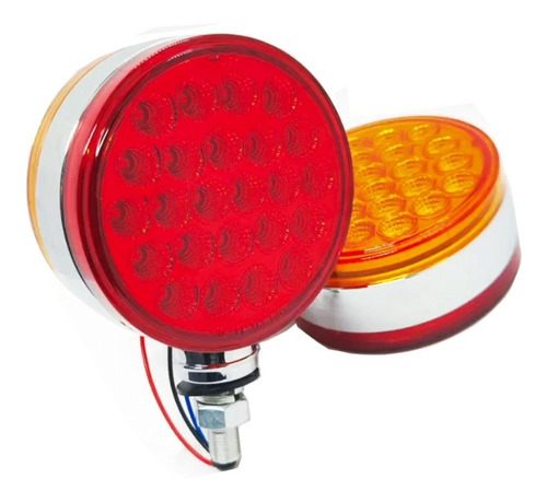 Par Luz Led Direccional Redondo Estrobo Tracto Camión 24leds