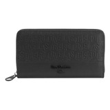 Maxi Billetera Las Oreiro Mujer Monedero Fichero Cuero Pu Color Negro Diseño De La Tela Texturado