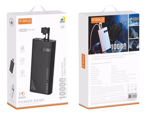 Carregador Portátil Power Bank 10.000 Para iPhone E Samsung