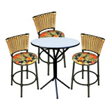 Conjunto Mesa Bistro 3 Banquetas De Junco Baixa Frete Grátis