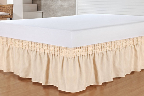 Saia De Cama Solteiro 42cm Box Bau Liso Franzido 1 Elástico